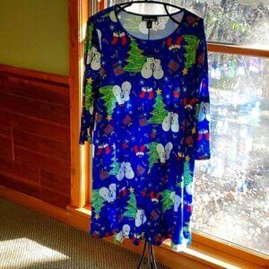 Dress Works Holiday Graphics‎ Colorful Classy Sz. XL Long Sleeve Dress